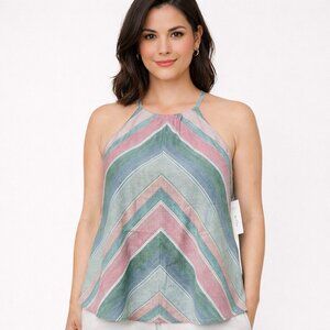 NWT Honey Belle halter tank colorful linen top - small
